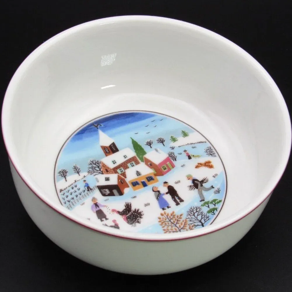 Villeroy & Boch Cereal Bowl Naif Christmas G Laplau Red Trim Soup Salad 5